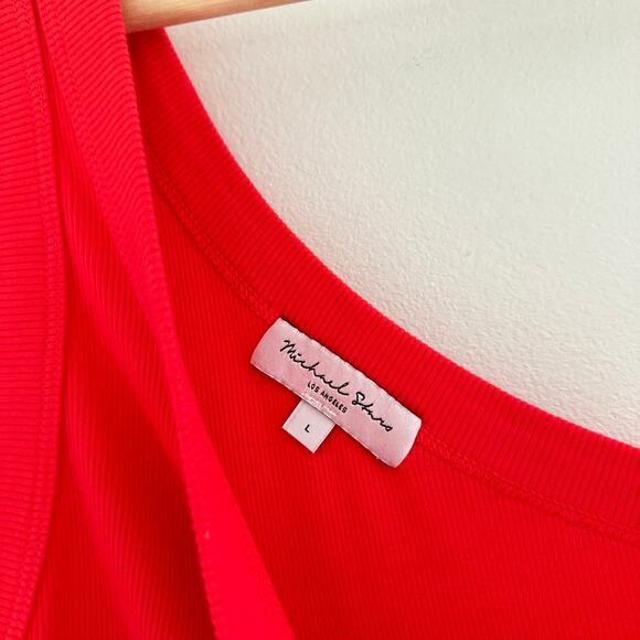 Michael Stars Coco One Shoulder Side Slit Bodycon Midi Dress in Salsa Red L - Picture 8 of 10